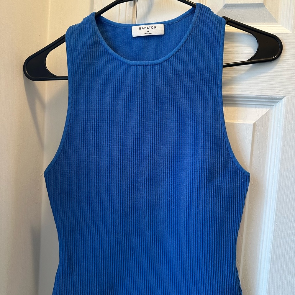 Babaton Vibrant Blue Ribbed Tank Top